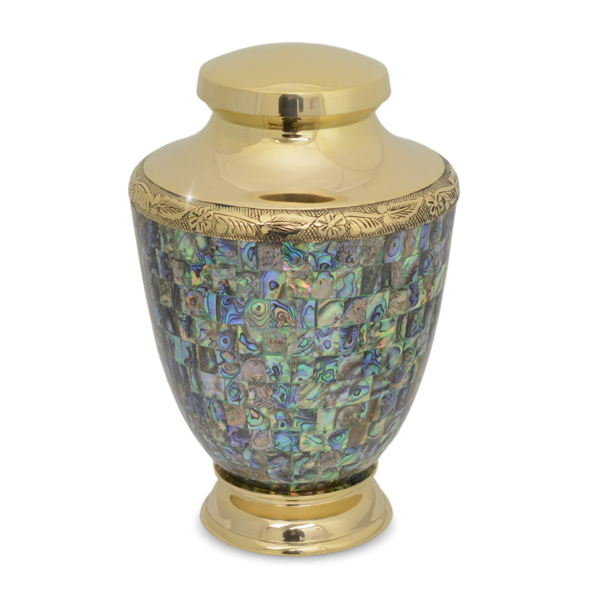 Regal Abalone Brass Urn