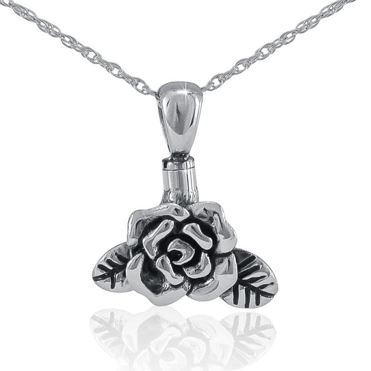 Silver Rose Keepsake Necklace