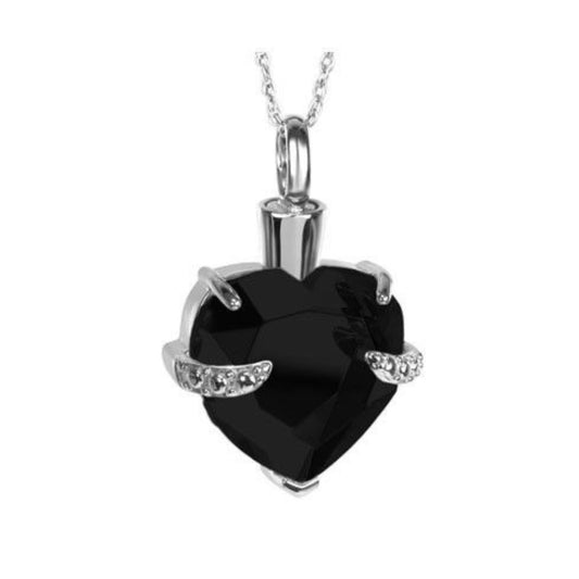 Black Crystal Heart Steel Pendant