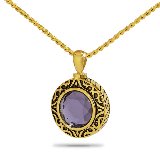 February Royal Purple Gold Steel Keepsake