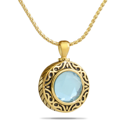 December Light Blue Gold Steel Keepsake