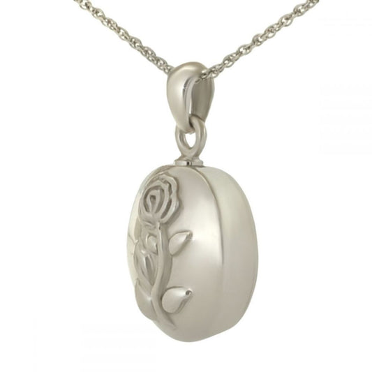 Ash Rose Silver Pendant Urn